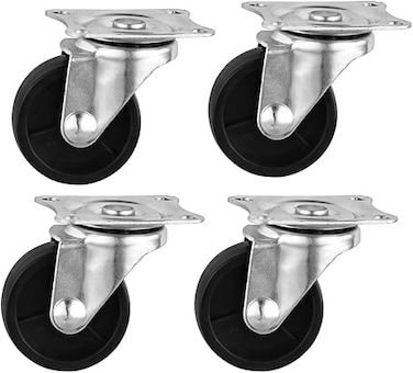 AL ARQAM Wheels 4 Pack - 50Mm 1-1/2inch Rubber Swivel Wheel Caster  without Brake for Furniture Table Trolley Workbench Garage