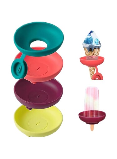 KUKUMAJI 4pcs Popsicle Holders for Kids Silicone Popsicle Holder Reusable Silicone Ice Cream Holder Dripping Leakage Practical Tool for Summer Days Birthday Popsicle Party (MulticolorA)