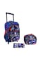 Kids School Trolley Backpack Set, 3 Pieces, 18 Inch Rolling Bag with Lunch Box and Pencil Case (Blue Super Hero, 18 Inch)