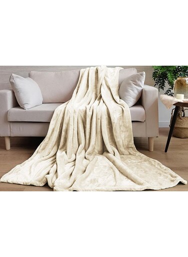 Home Ultra Plush Blanket 220x240cm-Beige