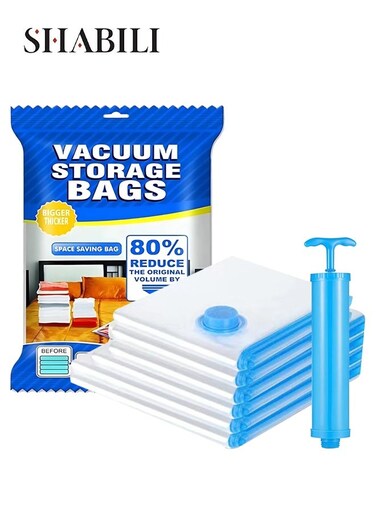 Plastic Vacuum Seal Bag Seal Storage Bags Compressed Bag Vacuum Compression, 8&acirc;&euro;&lsquo;Pack&acirc;&euro;&macr;Plastic Set(2&acirc;&euro;&macr;S&acirc;&euro;&macr;2&acirc;&euro;&macr;M&acirc;&euro;&macr;2&acirc;&euro;&macr;L&acirc;&euro;&macr;1&acirc;&euro;&macr;XL&acirc;&euro;&macr;+&acirc;&euro;&macr;Hand&acirc;&euro;&macr;Pump)Secure Airtight Seal Moisture&acirc;&euro;&lsquo;&amp;&acirc;&euro;&lsquo;Dust Proof, Ideal For Storage Travel Moving