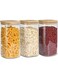 ComSaf Airtight Glass Storage Canister with Wood Lid (50oz), Clear Food Storage Container Jar with Sealing Bamboo Lid for Noodles Flour Cereal Rice Sugar Tea Coffee Beans, Set of 3