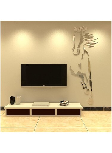 BPA Wall Stickers Horses Acrylic Wall Decal Space Decoration Restaurant Background Art Living Room Bathroom Room Decor Mirror Wall Decal (Farbe : Silver, L 200cm 72cm)