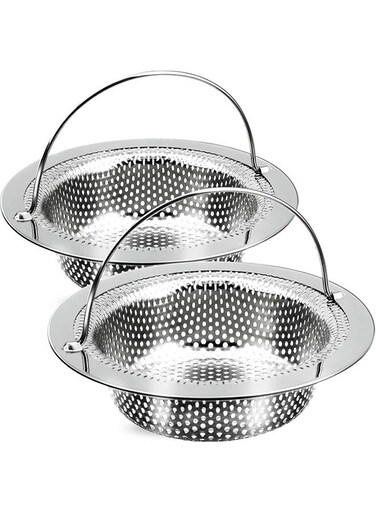 Pack Kitchen Sink Drain Strainer with Handle, Stainless Steel Large Kitchen Sink Drain Basket Food Catcher, 4.5 inch Diameter, Rust Free