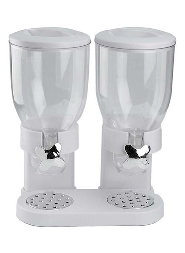 Double Container Cereal Beverage Dispenser White/Clear 19x32x41cm