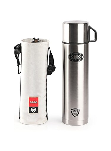 Cello 8901372159728 Cup Style Stainless Steel Flask, 750Ml, Silver