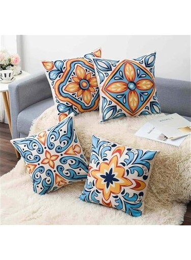 Decorative Pillow Covers 45 * 45cm Blue Outdoor Fall Throw Pillow Covers Set of 4 Linen Boho Farmhouse Pillow Cases for Couch Bedroom Sofa Car Living Room Bed Patio Furniture