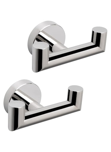 NearMoon Bathroom Double Towel Hook- SUS304 Stainless Steel Robe Towel Holder, Heavy Duty Double Coat Hook for Bathroom Livingroom Kitchen Wall Mounted, 2 Pack (Chrome Finish)