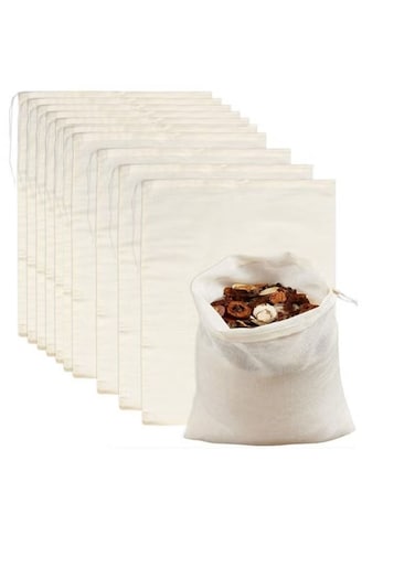 Filter Bag, Cheesecloth Bags Reusable, 10 Pieces Cheese Cloths for Straining, Cotton Muslin Bags Unbleached for Herbs Tea Coffee Cooking Brewing Straining (8 x 12 Inch)