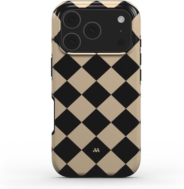 Mobcos iPhone 18 Pro Max Classic Diamond Premium Case Compatible with Hybrid Dual-Layer Hard Shell + Silicone Protection - Scratch-Resistant Shockproof Mobile Cover