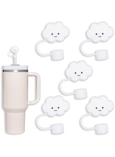 TERPINK 5 Pack Compatible with Stanley 30&amp;40 Oz Tumbler, 10mm Cloud Shape Straw Covers Cover, Cute Silicone Cloud Straw Covers, Straw Protectors, Soft Silicone Cloud Shape Straw Lid for 10mm Straws