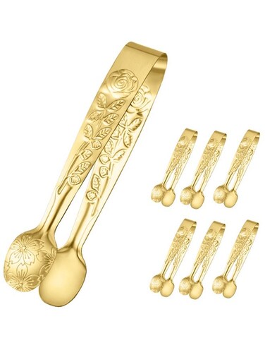 Mini Serving Tongs Small Rose Sugar Cube Tongs (Gold)