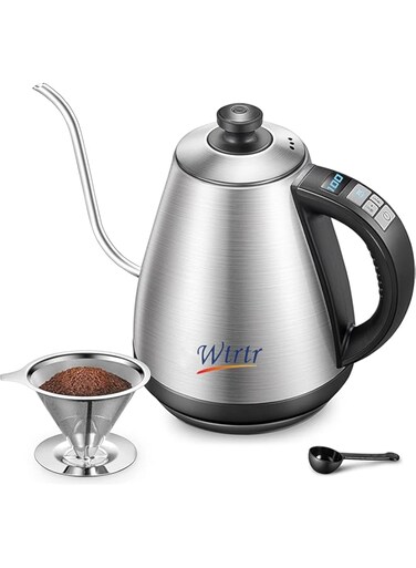 Gooseneck Kettle, Variable Temperature Control, Pour Over Electric Kettle for Coffee and Tea, 2200W, 1.0L, Keep Warm, Supplied with Pour Over Coffee Dripper (Temperature Control)