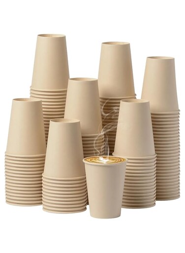 ChicAbode Paper Cups 9 OZ Coffe Cups, Paper Cups for Hot Beverages, Disposable Coffee Paper Cups, Unbleached Hot Cups, Everyday Use Parties, Commercial Settings 160Pack