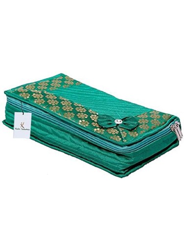 KUBER INDUSTRIES Green Bow Designer Heavy Quilted Jewellery Storage Box, standard
