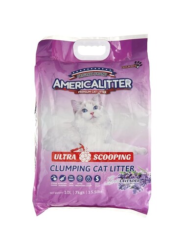 America Litter Ultra Scooping Lavender Seal Cat Litter, 10 Liter Capacity