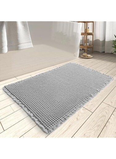 MostNow Waffle Bath Mat Rug, Super Absorbent Non Slip Bath Mats for Bathroom Mat Ultra Soft Bathmat Machine Washable Bathroom Rugs with Tassels, Bath Rugs for Bathroom Floor Beside Tub