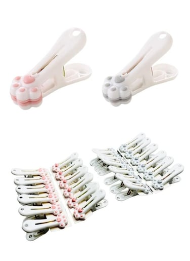 24 Pack Traceless Plastic Clothespins Laundry Clothes Pins，Cute Bag Clips Food Package Clip