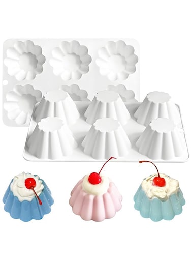 PCS Silicone Pudding Mold, 6-Cavity Nonstick Jello Dessert Making Tray, Custard Mold for Mousse Cake