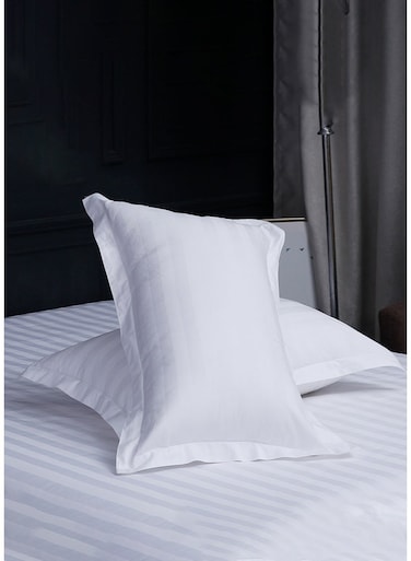 100% Cotton Classic Pillow Protectors with Invisible Zipper , Soft Pillow Cases Striped White Color 2pcs Standard 58*88cm