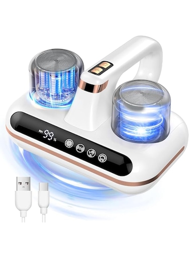 Angju Bed Vacuum Cleaner - 5-in-1 Cordless Mattress Vacuum Cleaner, Powered by UV-C Light &amp; ultrasonic Technology, 16Kpa Strong Suction,Low Noise,Suitable for dust, pet Hair, etc
