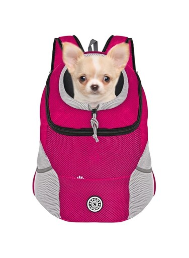 NC Dog Backpack, Puppy Backpack, Pet Carrier Backpack Small Dog Backpack Carrier Pet Travel Carrier Dog Front Carrier with Breathable Head Out Design and Padded Shoulder for Hiking (Medium, Red)