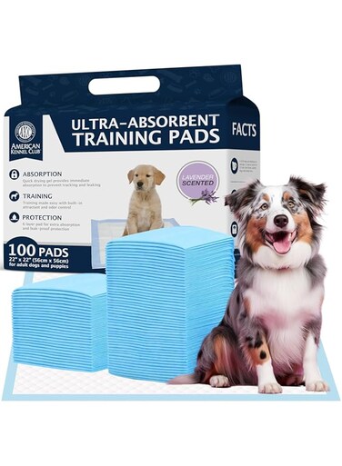 American Kennel Club Kennel Club Scented Puppy Training Pads with Ultra Absorbent Quick Dry Gel &acirc;&euro;&ldquo; 22 x 22 Pee Pads For Dogs - Lavender Scented - Pack of 100