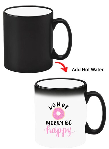 Color Changing Heat Sensitive Ceramic Mug, Image Revealed When HOT Liquid is Added! dont-worry-be-happy