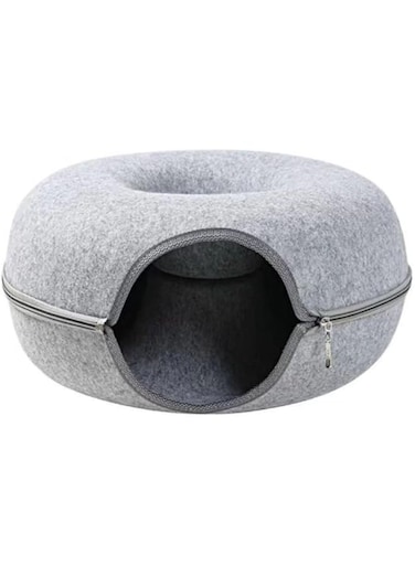 NP 2-in-1 Cat Bed for Indoor Cats-Cat Bed Cave,Cat Toy Interactive Hide-Way with Circle Tunnel Design and Round Donut Shape for Indoor Cats and Kittens(2-3 Cats)