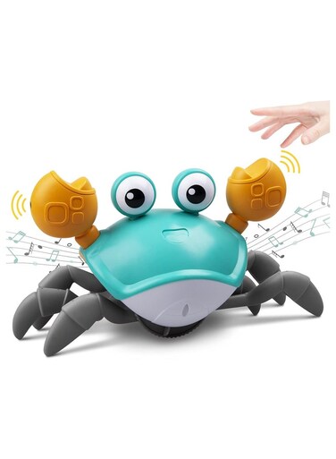 Generic Crawling Crab Baby Toy With Music And LED Light Up For Kids, Toddler Interactive Learning Toy With Automatically Avoid Obstacles, Build In Rechargeable Battery (Green)