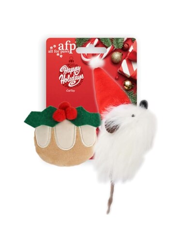 All For Paws Happy Holiday - 2 pack Mistletoe &amp; Santa Mouse