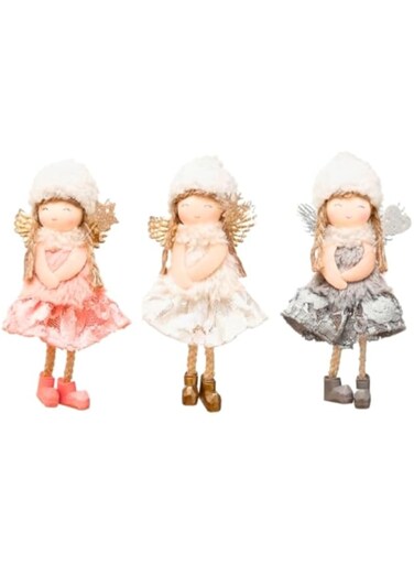 Set of 3 Christmas Angel Doll Pendants &ndash; 15 cm Hanging Plush Ornaments for Christmas Tree &amp; New Year Decorations   Festive Holiday Angel D&eacute;cor for Home, Office &amp; Parties (Design 1)