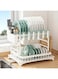 MedMad Dish Drying Rack 2 Tier Dish Rack drying rack kitchen Large Double Stainless Steel Dish Rack Foldable Rustproof Dish Drainer (White)