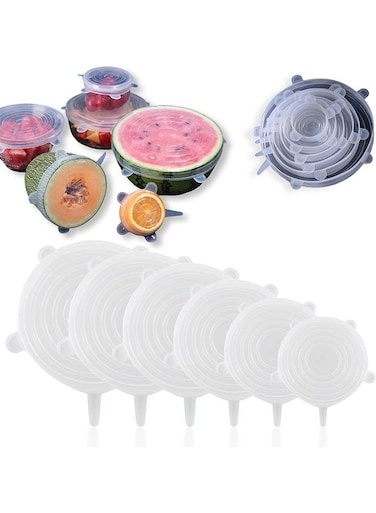 Silicone Lids for Food Storage,6 Different Sizes to Fit Most Food Containers, Microwave &amp; Dishwasher Use Safe