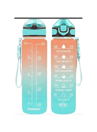 Motivational Water BottleTime Marker Water Bottle Straw Water Bottle BPA-Free Fitness Water Bottle Office Water Bottle Outdoor Sports Water BottleLeak-Proof Water Bottle for Kids &amp; Adults (green)