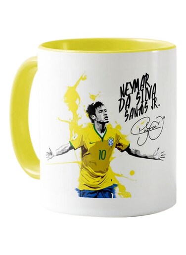 Piece Mug With Neymar Print White &amp; Yellow