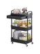 ANTOLE 3-Tier Rolling Utility Cart with Drawer,Multifunctional Storage Organizer Storage Cart with Wheels Handle,Movable Storage Shelves Trolley for Kitchen Bathroom Bedroom Office (Black)