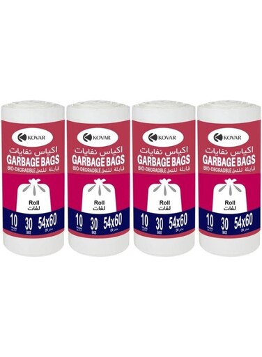 Biodegradable &amp; Antibacterial Garbage Bags - 10 Gallon, 54X60Cm, 4-Pack Roll Set