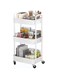 3-Tier Metal Storage Carts, Rolling Metal Storage Organizer - Mobile Utility Cart Kitchen Cart, Kitchen Trolley Cart,Mobile Shelving Unit for Bedroom Kitchen Office Small Dorm (White)