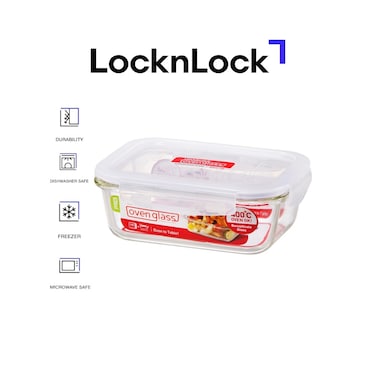 LocknLock 630ml Oven Glass Rectangular Container &ndash; Durable, Microwave Safe Food Storage Solution