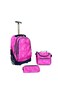 3-Piece Rolling School Set, 18-Inch Wheeled Backpack with Lunch Bag and Pencil Case, Pastel.PINK DOT PRINT