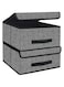Onlyeasy Foldable Storage Bins Cubes Boxes with Lid - Storage Box Cube Basket Closet Organizer Pack of Two with Leather Handles for Closet Bedroom, 13"x13", Black, 8MXALB2P