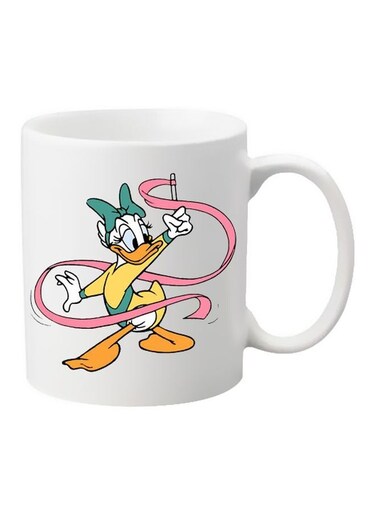 Cut Printed Ceramic Mug White/Pink/Yellow