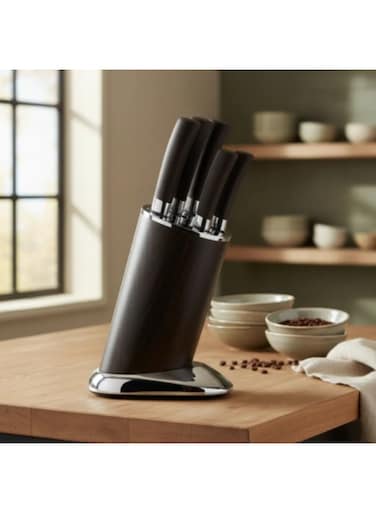 6-Piece Kitchen Knife Set with Stand &acirc;&euro;&ldquo; Stainless Steel Knives for Cooking and Food Preparation