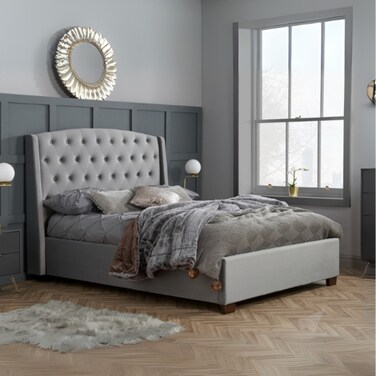 Luna Lounge Tufted Upholstered King Size Bed (180 X 190 CM) Grey Color