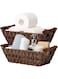 2PCS Wicker Basket Handles, Woven Trapezoid Basket Waterproof Storage Basket Pantry Storage Basket Caramel Orange Basket Decorative Wicker Basket Wicker Basket Set with Handles for Pantry Storage