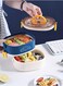 Double Layer 304 Stainless Steel Bento Box with 3 Compartments Lunch Box with handle 1200ml Food Container For Student Worker Navy/White