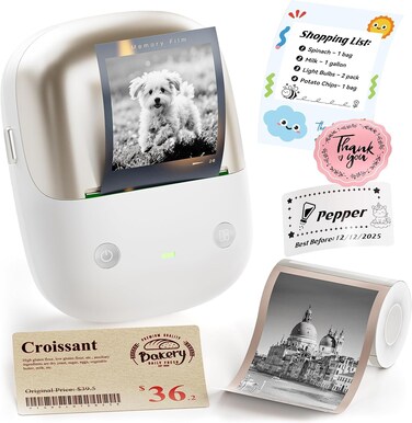 NIIMBOT B2 PRO Label Maker Machine, 300DPI HD Thermal Photo Label Printer, Support Red -Black Dual Color Printing, Sticker Printer for Home, Business and Office, Came with 1 Roll Label(B2 Pro, Gold)