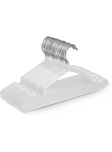 Axenture Metal Hanger Pvc Coated   Space Saving Closet Storage Organizer for Shirt, Coat, Trousers   Strong, Non Slip   Rubber Coated, clothes hanger 40 CM (WHITE, 50 PACK)