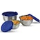 &acirc;&euro;&lsaquo;Kraft Stainless Steel Food Storage Containers Set of 3 (14cm, 16cm, 18cm)   Airtight Tiffin/Lunch Box with BPA-Free Lids   Durable Steel Snacks Dabba   2-Year Warranty &acirc;&euro;&ldquo; Blue